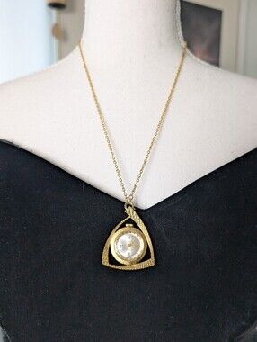 Gold-Tone Teardrop Pendant Necklace with Watch - Women